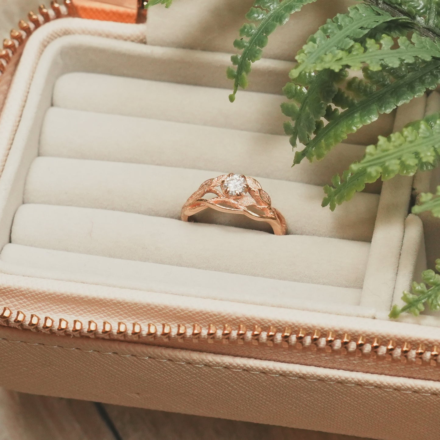 Rose Gold Gaia Ring with Moissanite