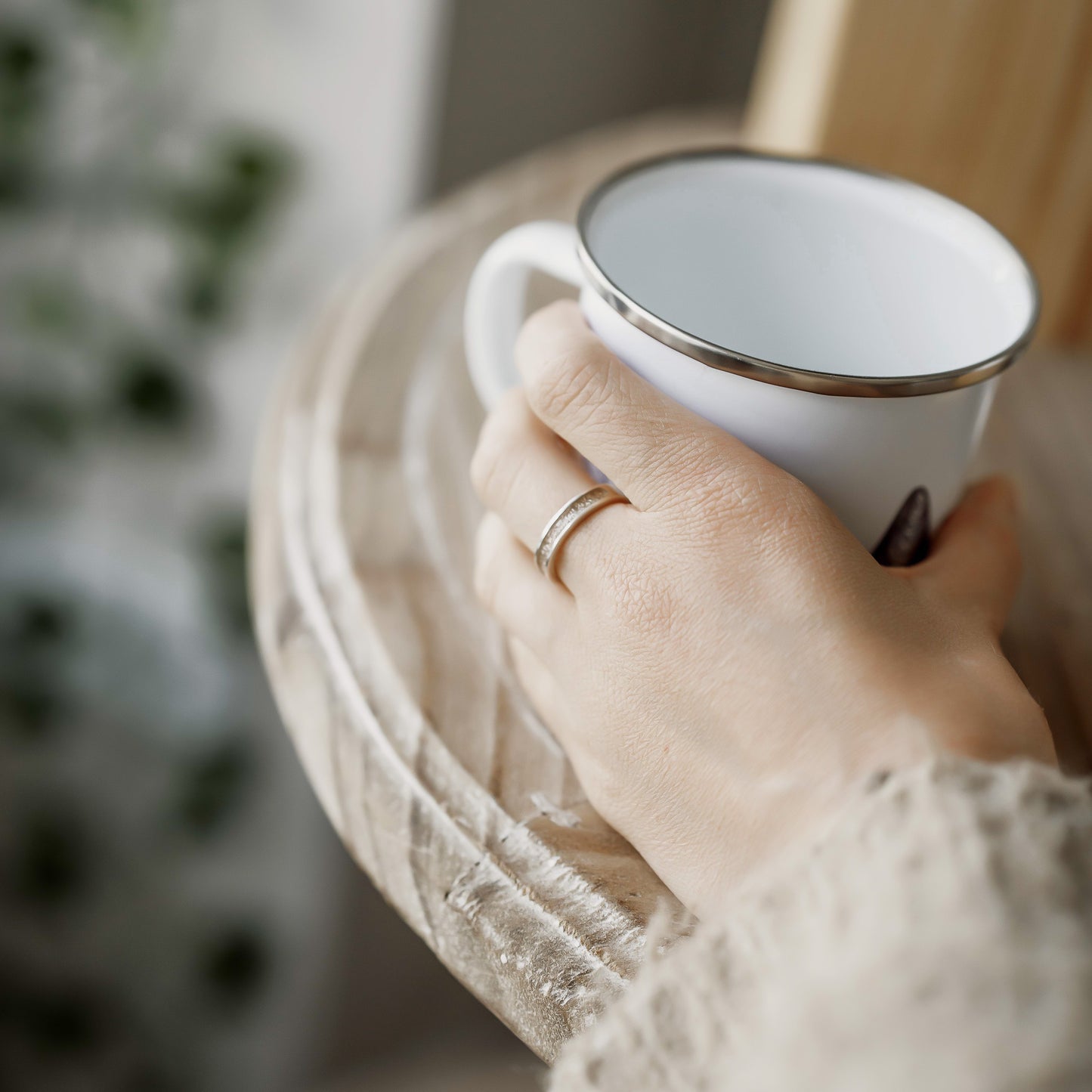 Sól - Bifröst Silver Enamel Ring (Golden Sand)