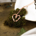 Gold Oak Twig Heart Necklace - Yellow Or Rose Gold