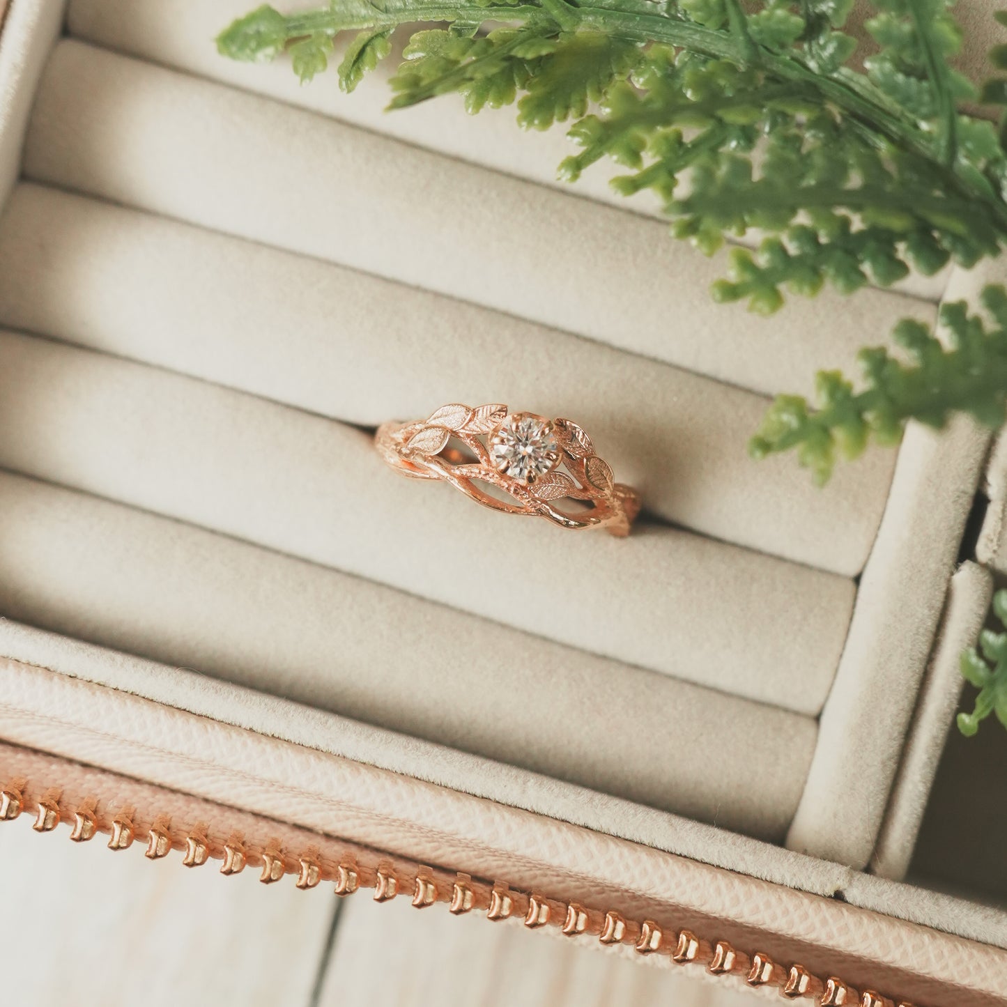 Rose Gold Gaia Ring with Moissanite
