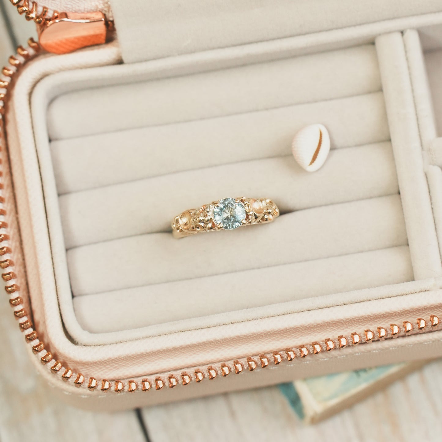 Barnacle Gold Ring with stunning Green Sapphire
