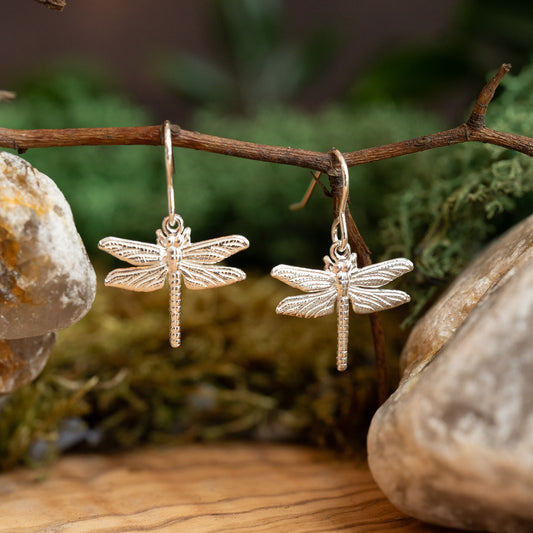 Sterling Silver Dragonfly Dangle Earrings