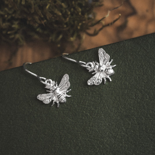 Sterling Silver Honey Bee Dangle Earrings