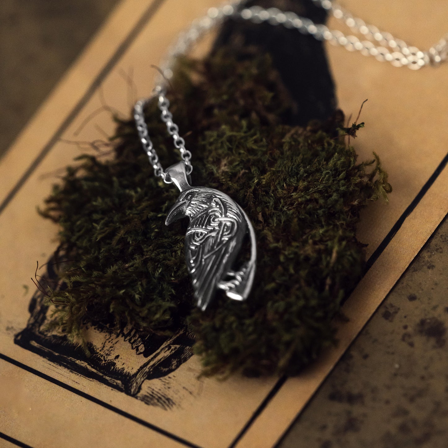 Odin's Raven Sterling Silver Pendant Necklace