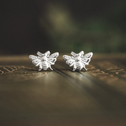 Sterling Silver Honey Bee Stud Earrings