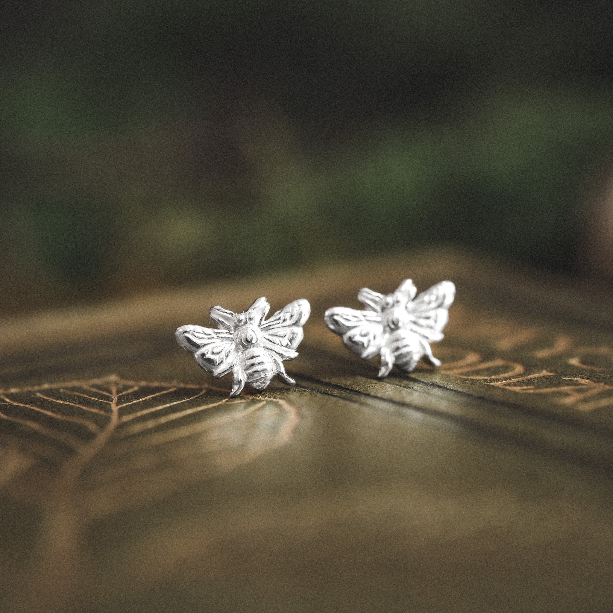 Sterling Silver Honey Bee Stud Earrings