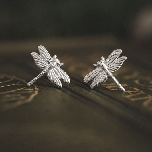 Sterling Silver Dragonfly Stud Earrings