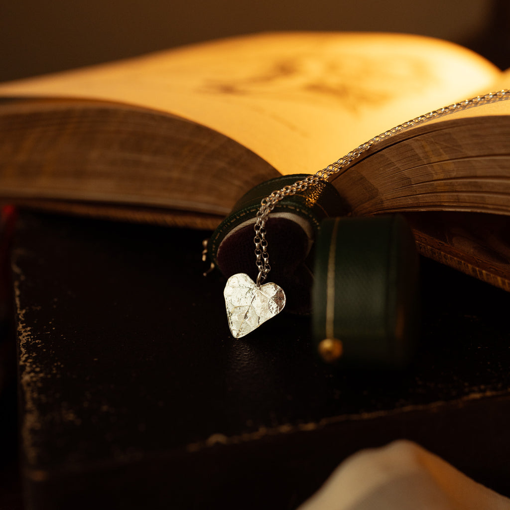 Silver Ivy Leaf Heart Necklace