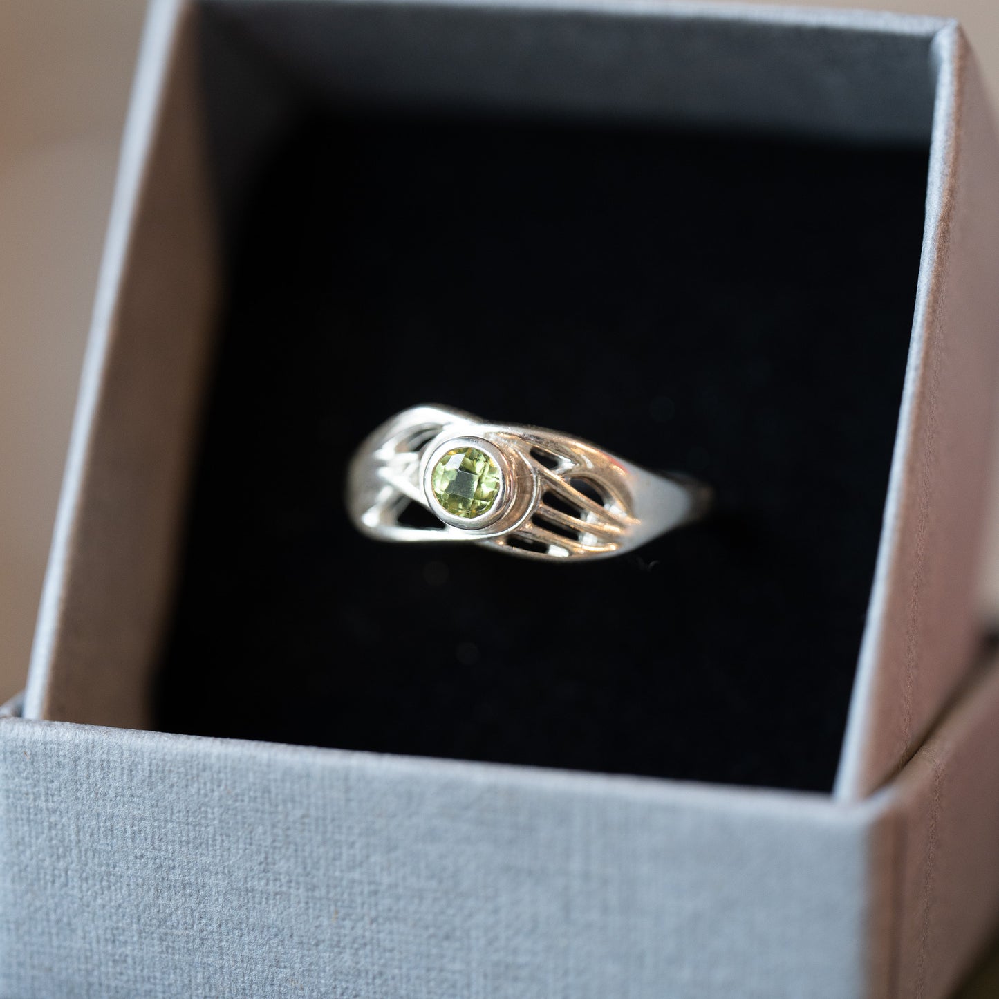 Silver Gemstone Roots Ring - Peridot - End of Line