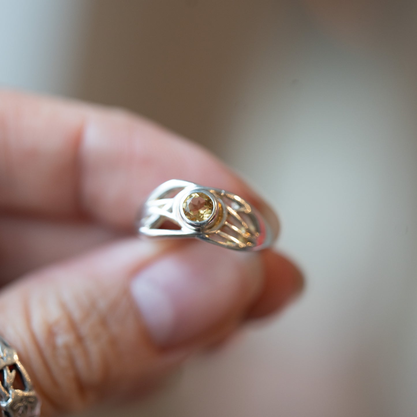 Silver Gemstone Roots Ring - Citrine - End of Line