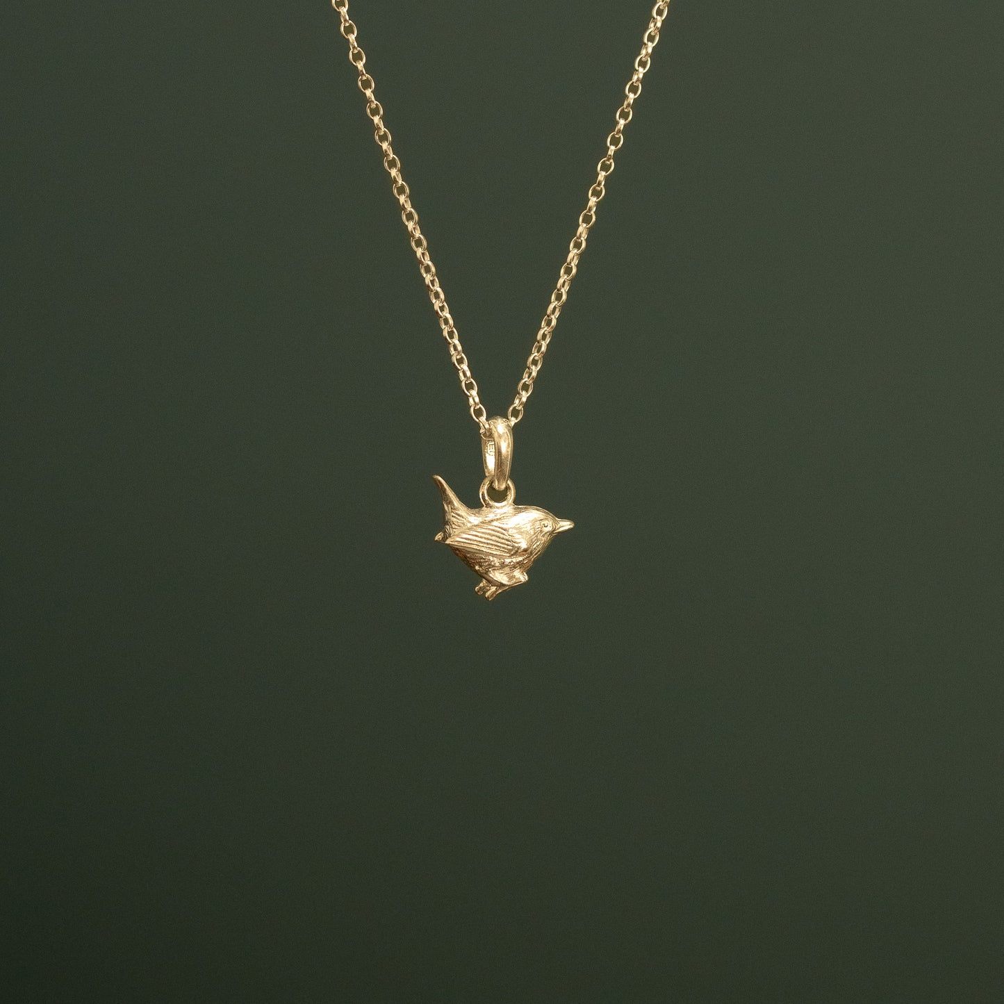 Gold Wren Pendant Necklace