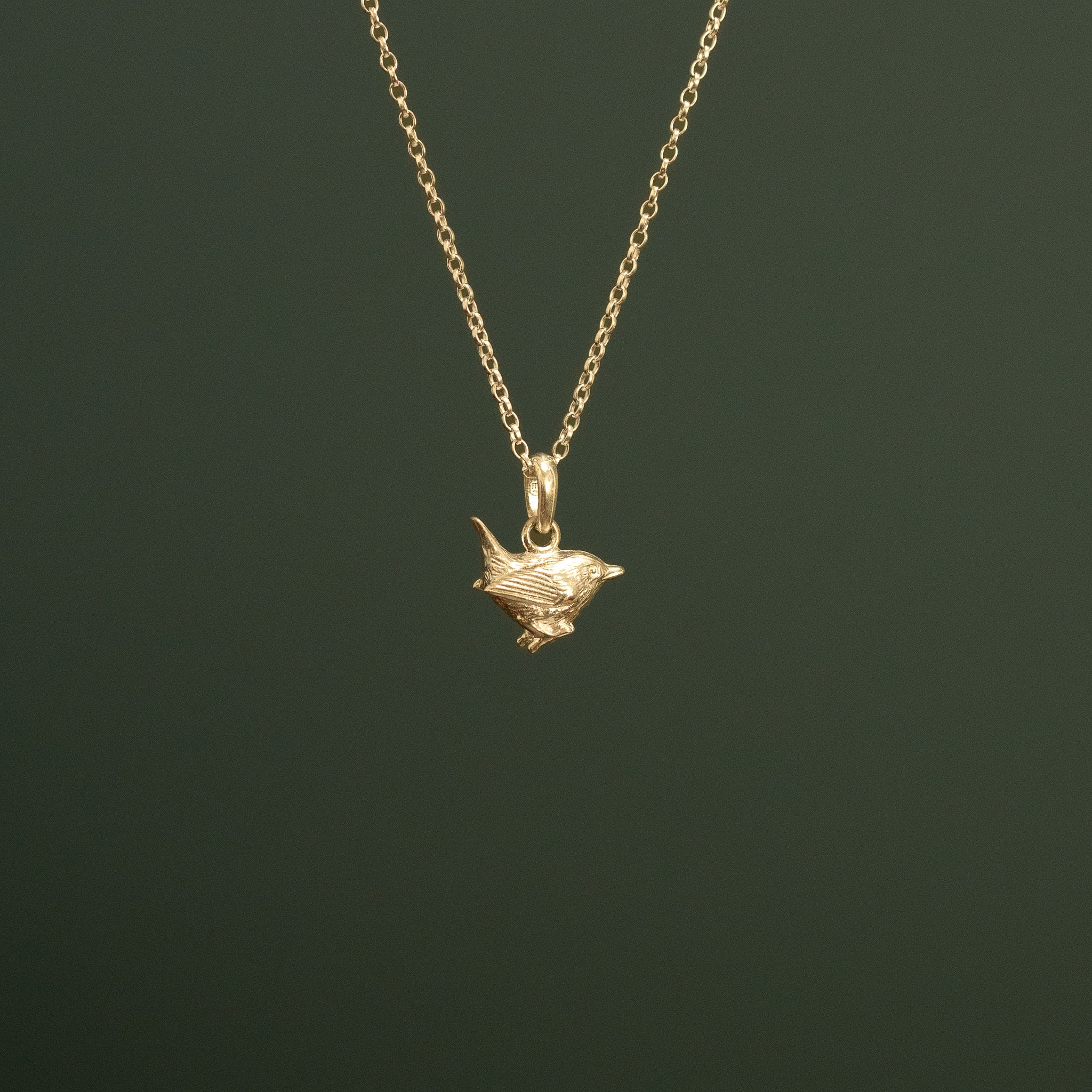 Gold Wren Pendant Necklace