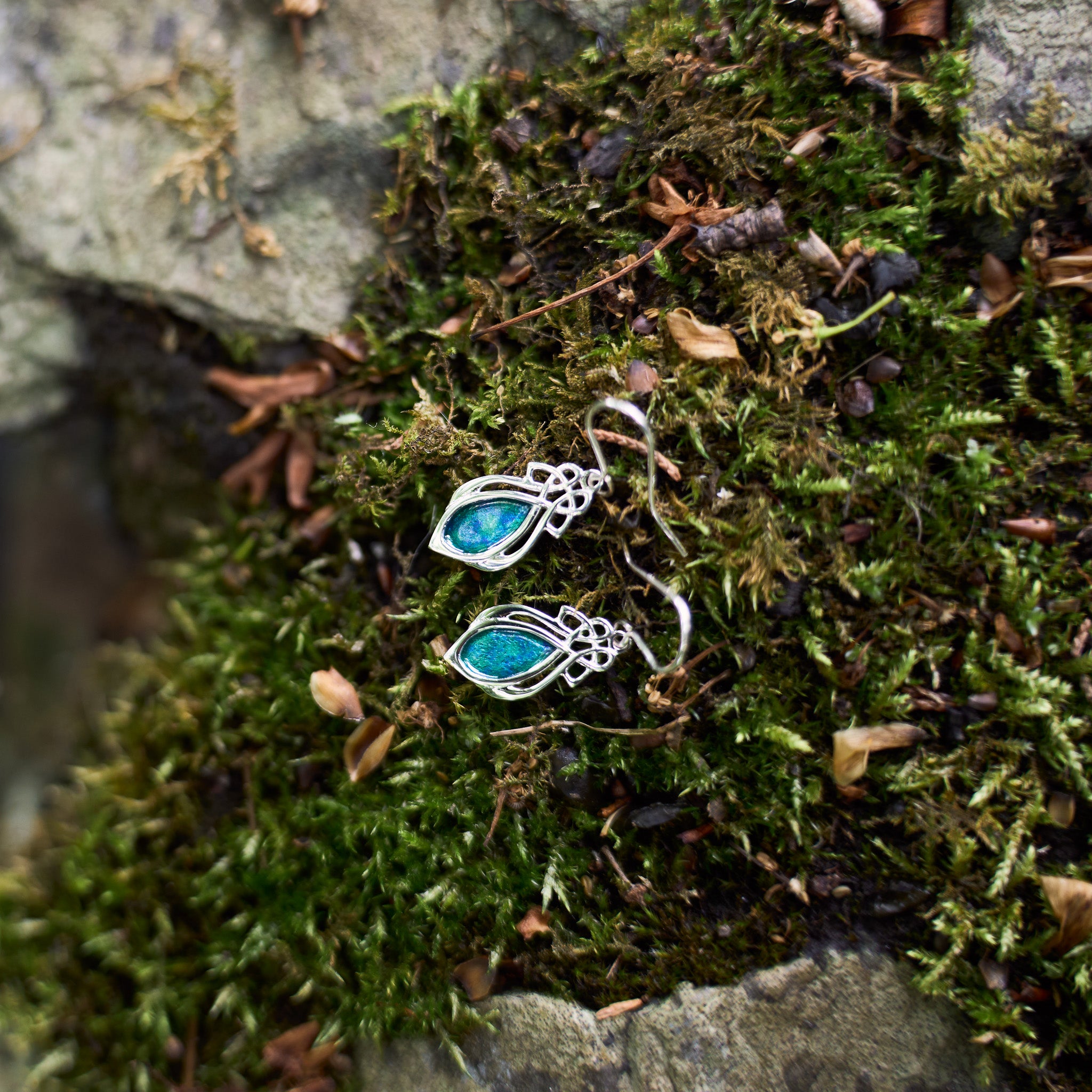 Injebreck 'Archibald Knox' Inspired, Celtic Knotwork Enamelled Sterling Silver Earrings