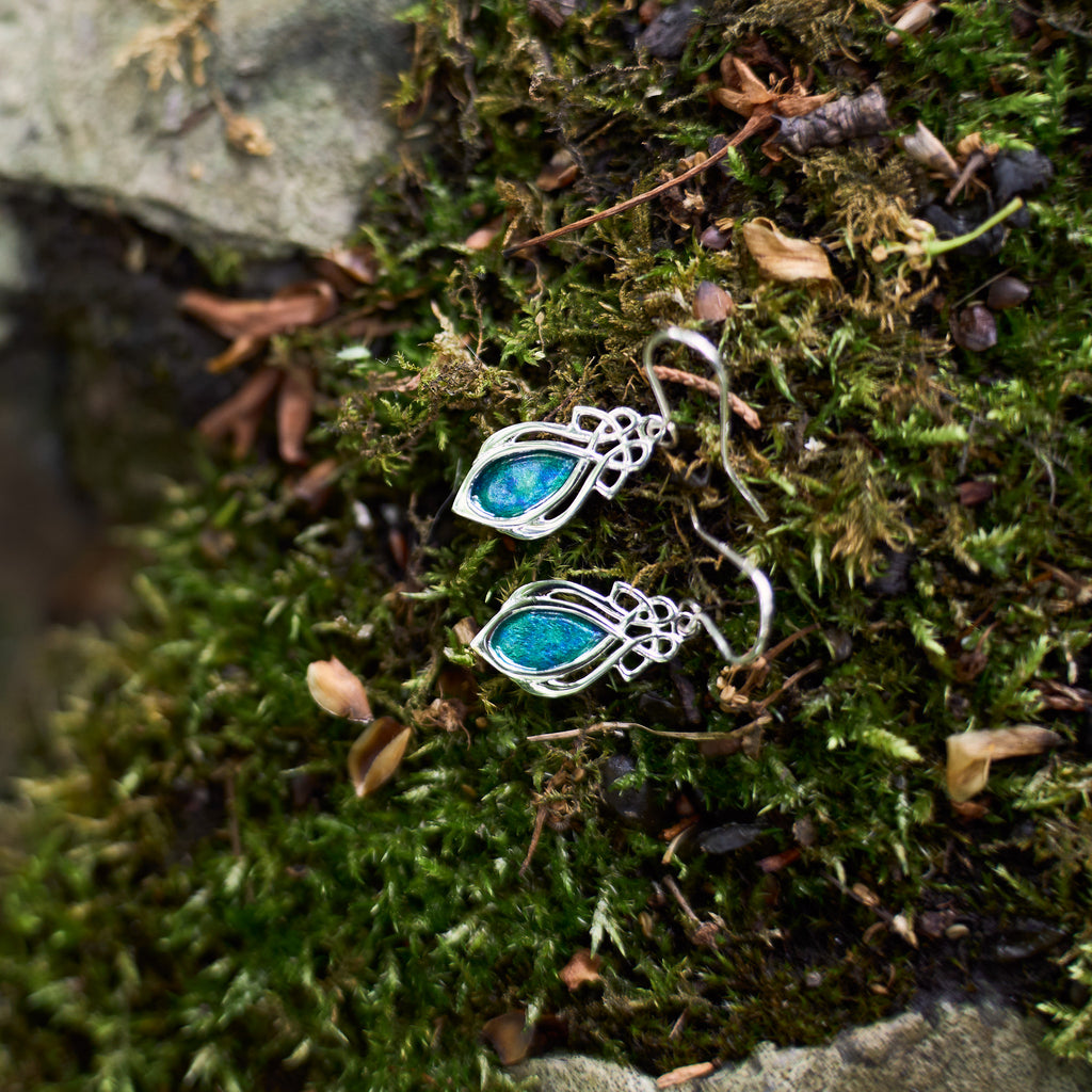 Injebreck 'Archibald Knox' Inspired, Celtic Knotwork Enamelled Sterling Silver Earrings