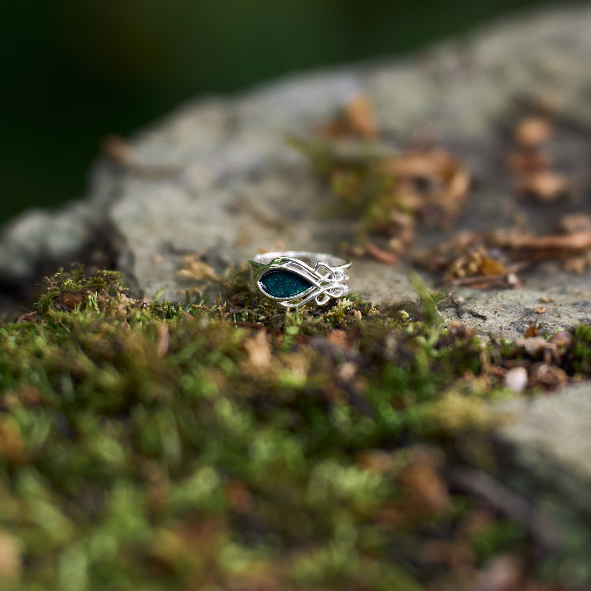 Injebreck Sterling Silver Archibald Knox inspired Enamel Ring