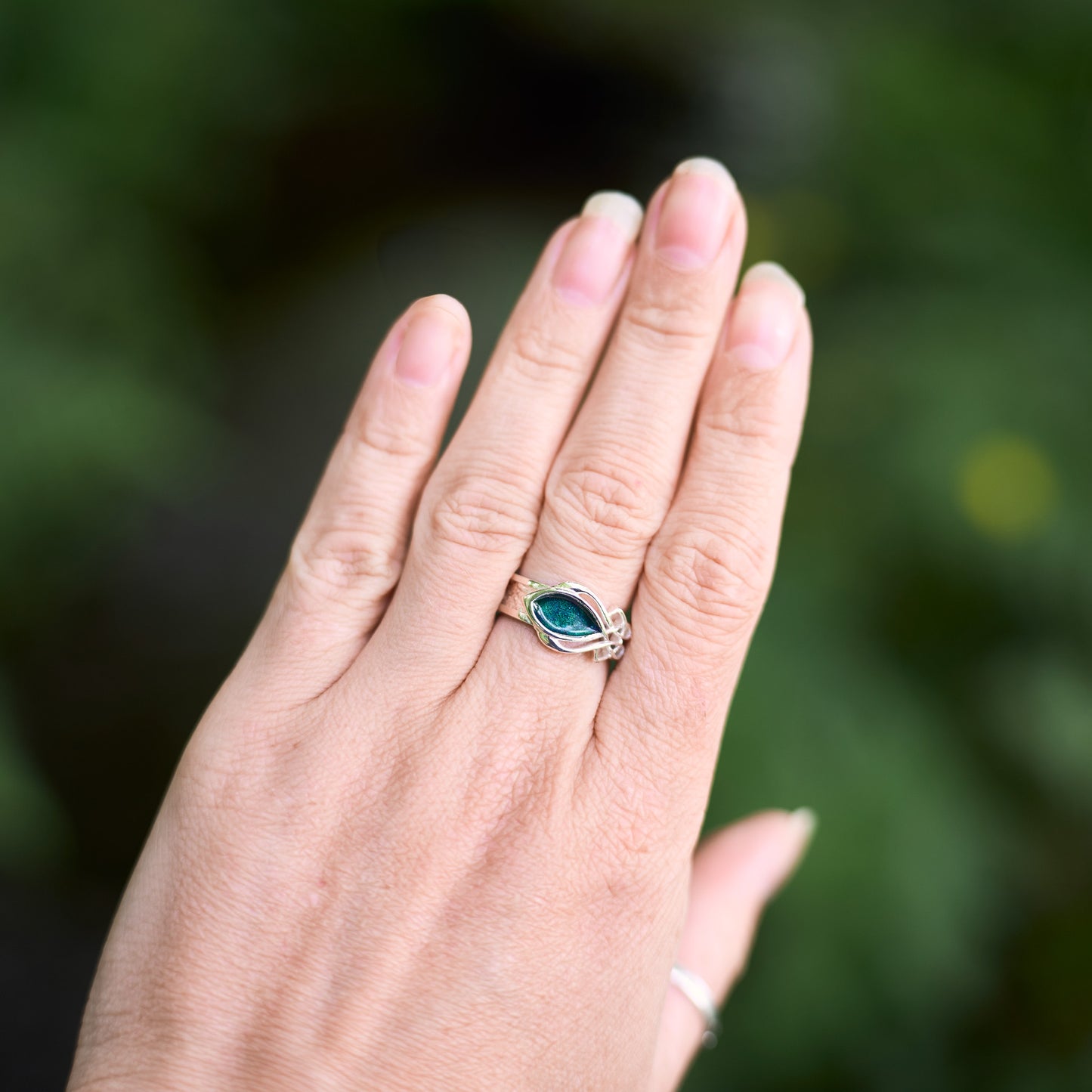 Injebreck Sterling Silver Archibald Knox inspired Enamel Ring