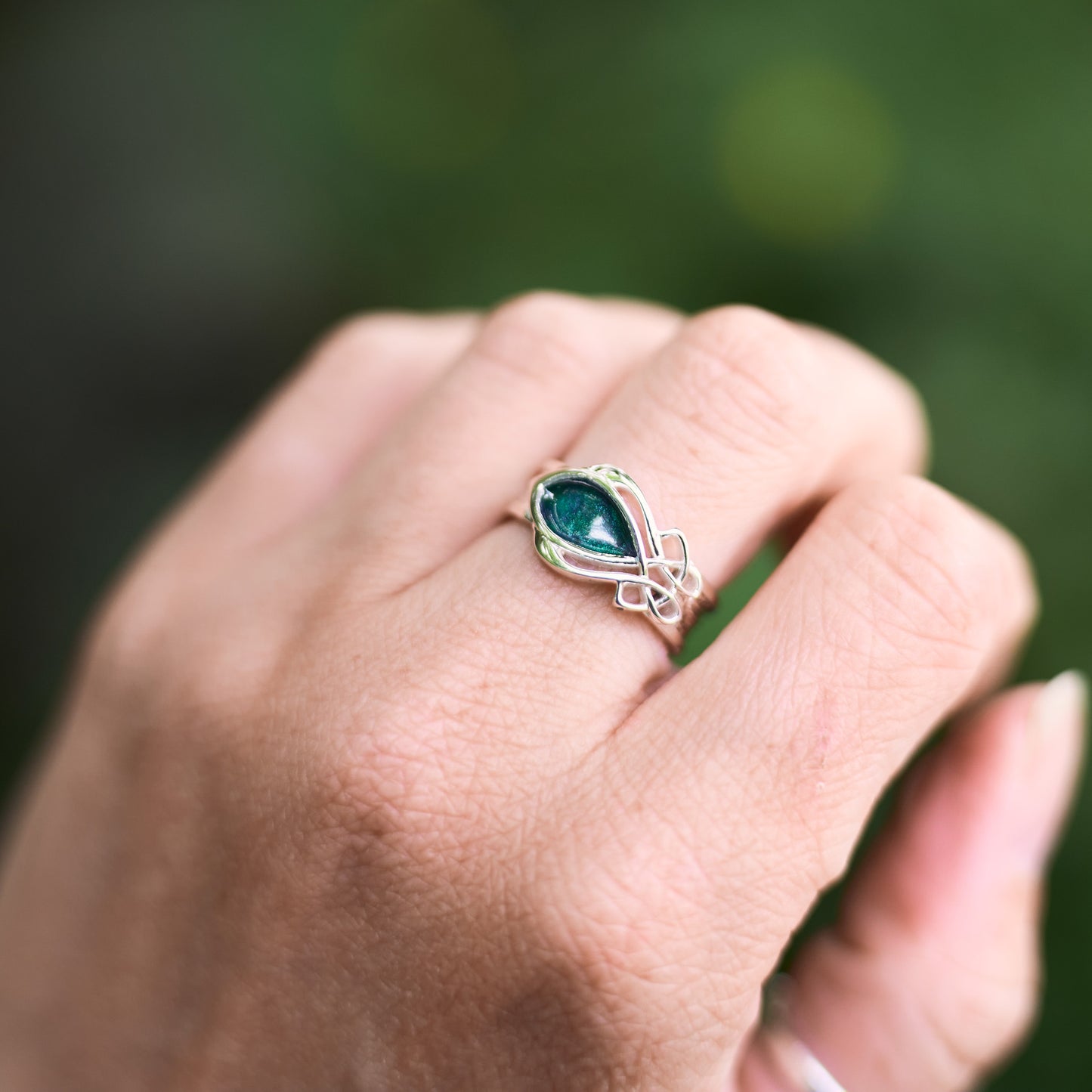 Injebreck Sterling Silver Archibald Knox inspired Enamel Ring