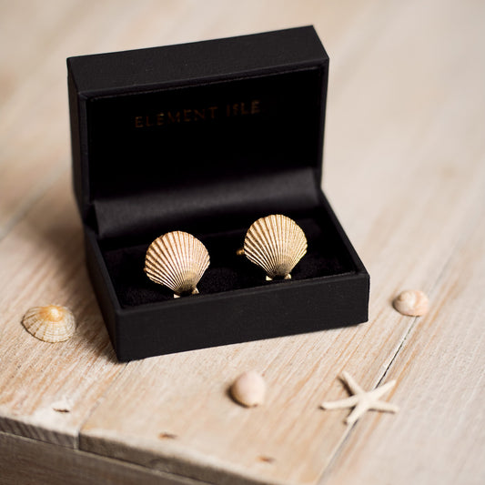 Gold Scallop Shell Cufflinks - Queenie Shells