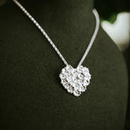 Silver Elderflower Heart Necklace