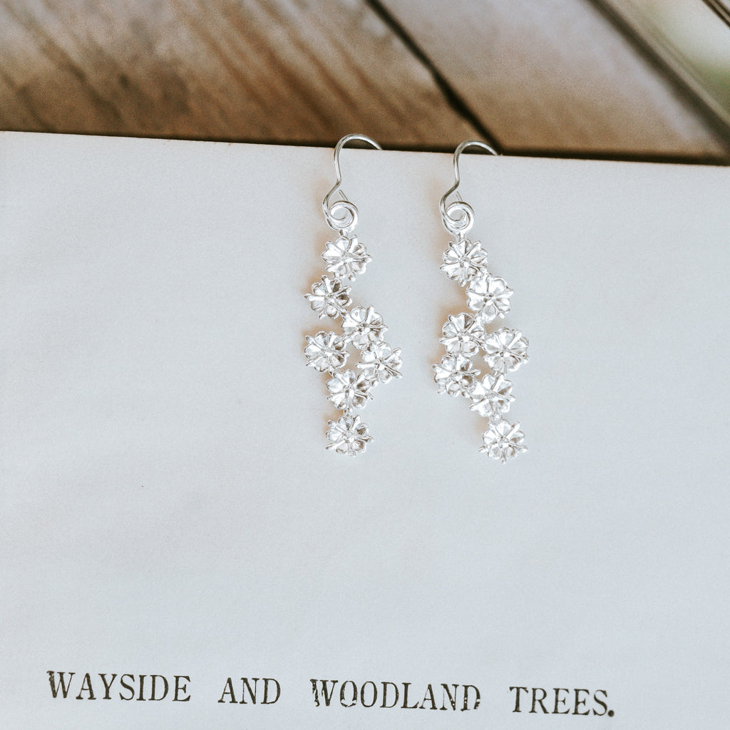 Elderflower Sterling Silver Drop Earrings
