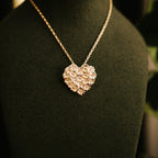 Gold Elderflower Heart Necklace