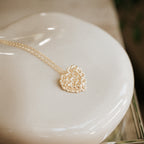 Gold Elderflower Heart Necklace