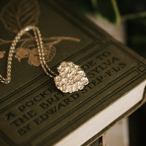 Gold Elderflower Heart Necklace