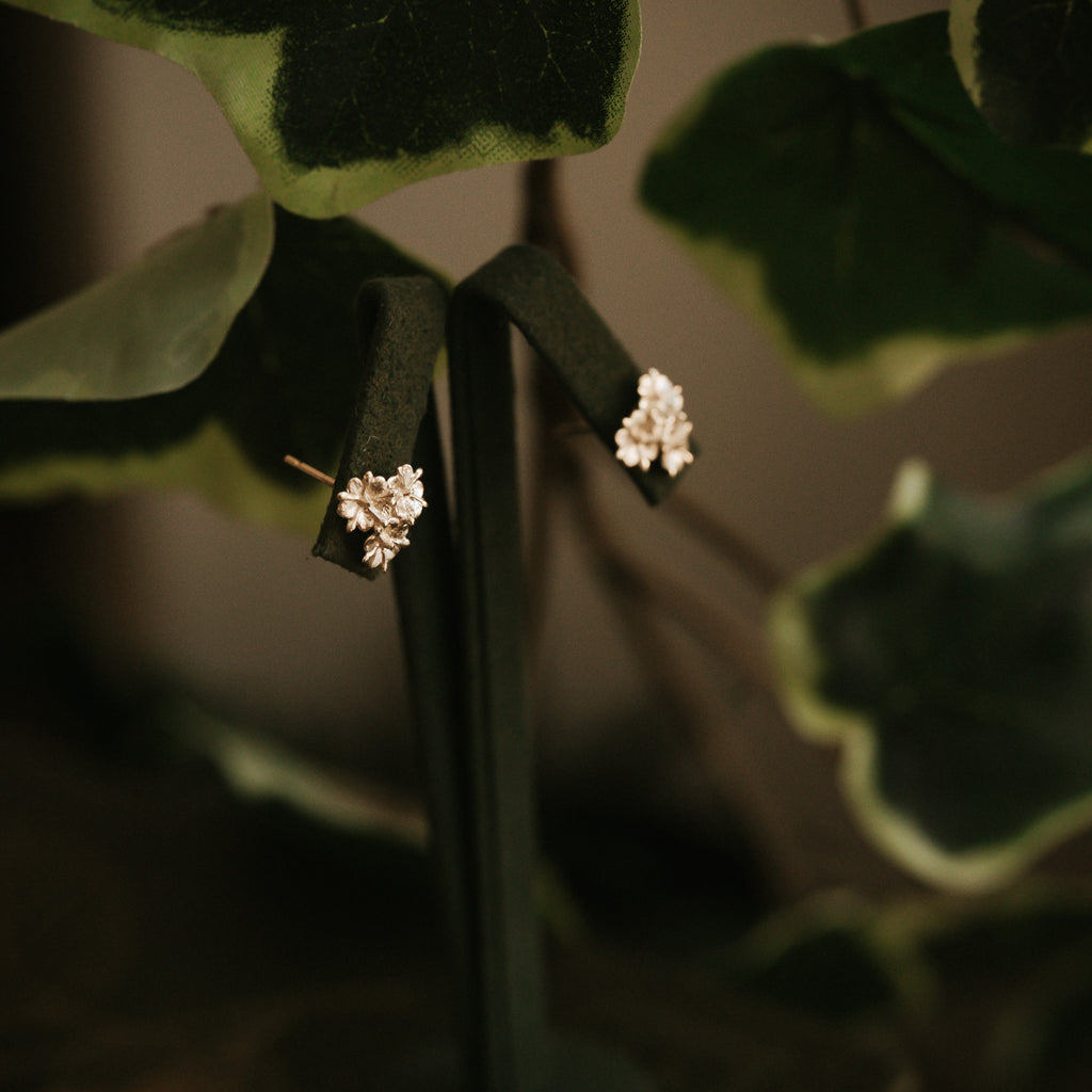 Elderflower Gold Stud Earrings