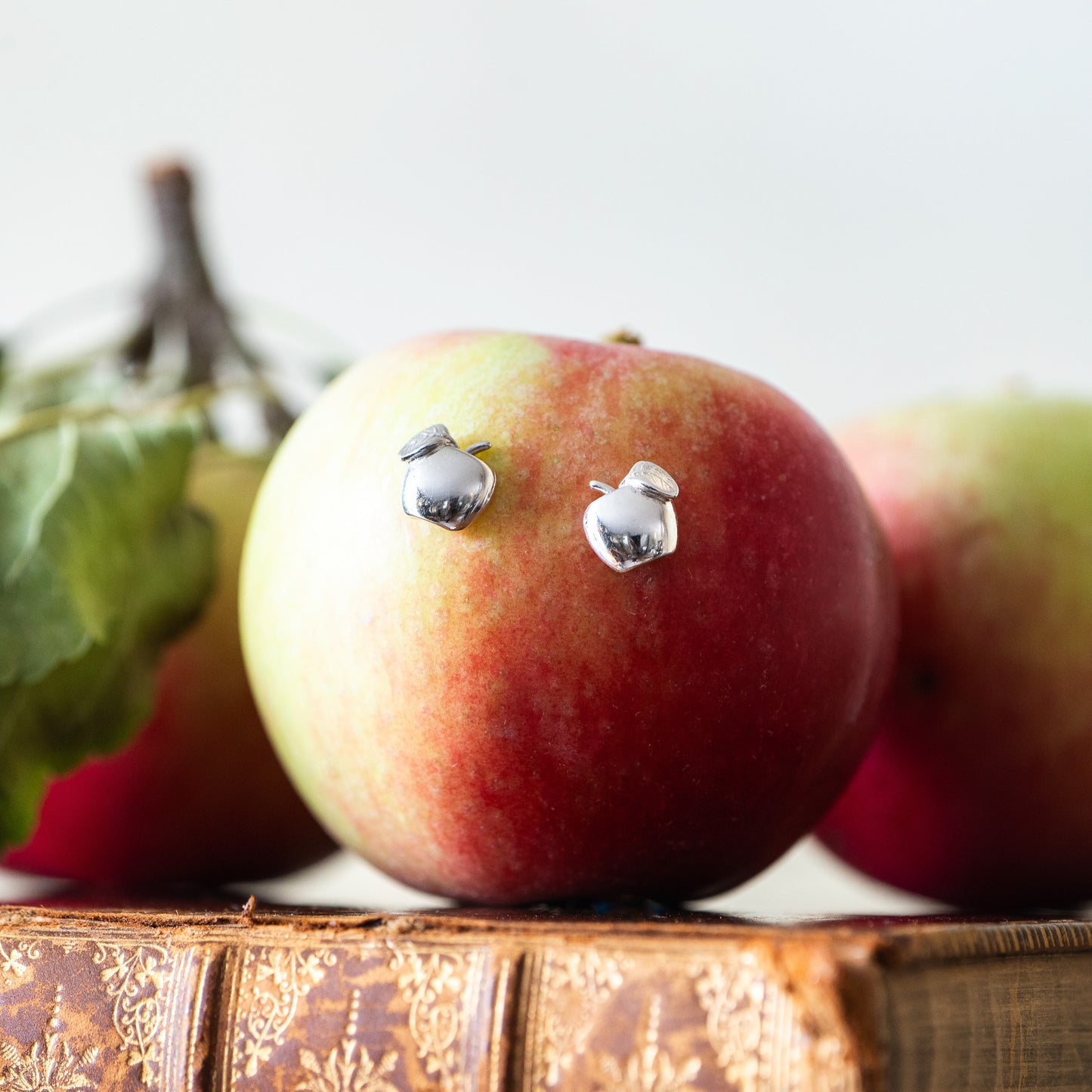 Silver Apple Stud Earrings