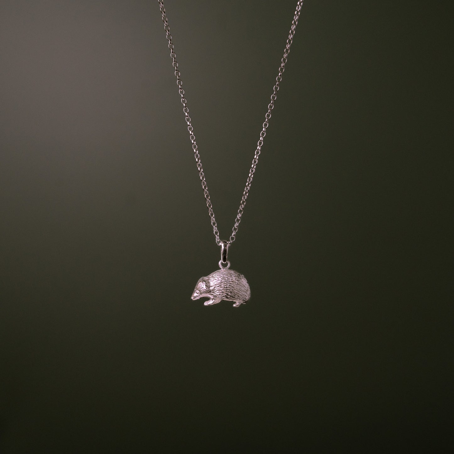 Hedgehog Small Silver Charm Necklace