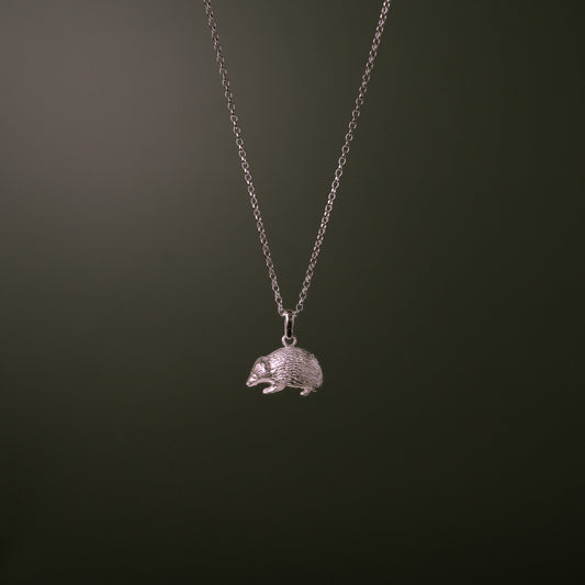 Hedgehog Small Silver Charm Necklace