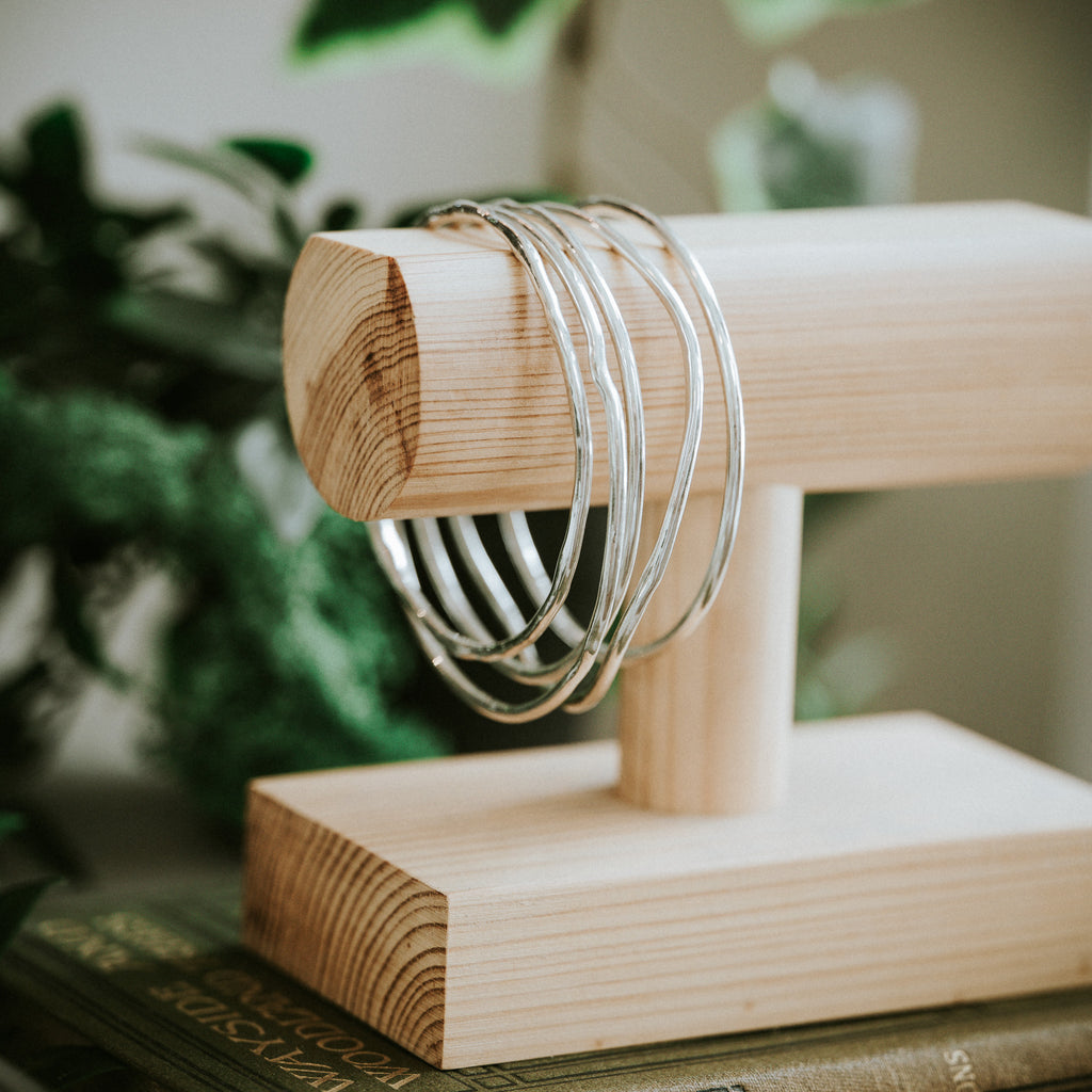 Molten Slim Silver Stacking Bangles