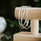 Molten Slim Silver Stacking Bangles