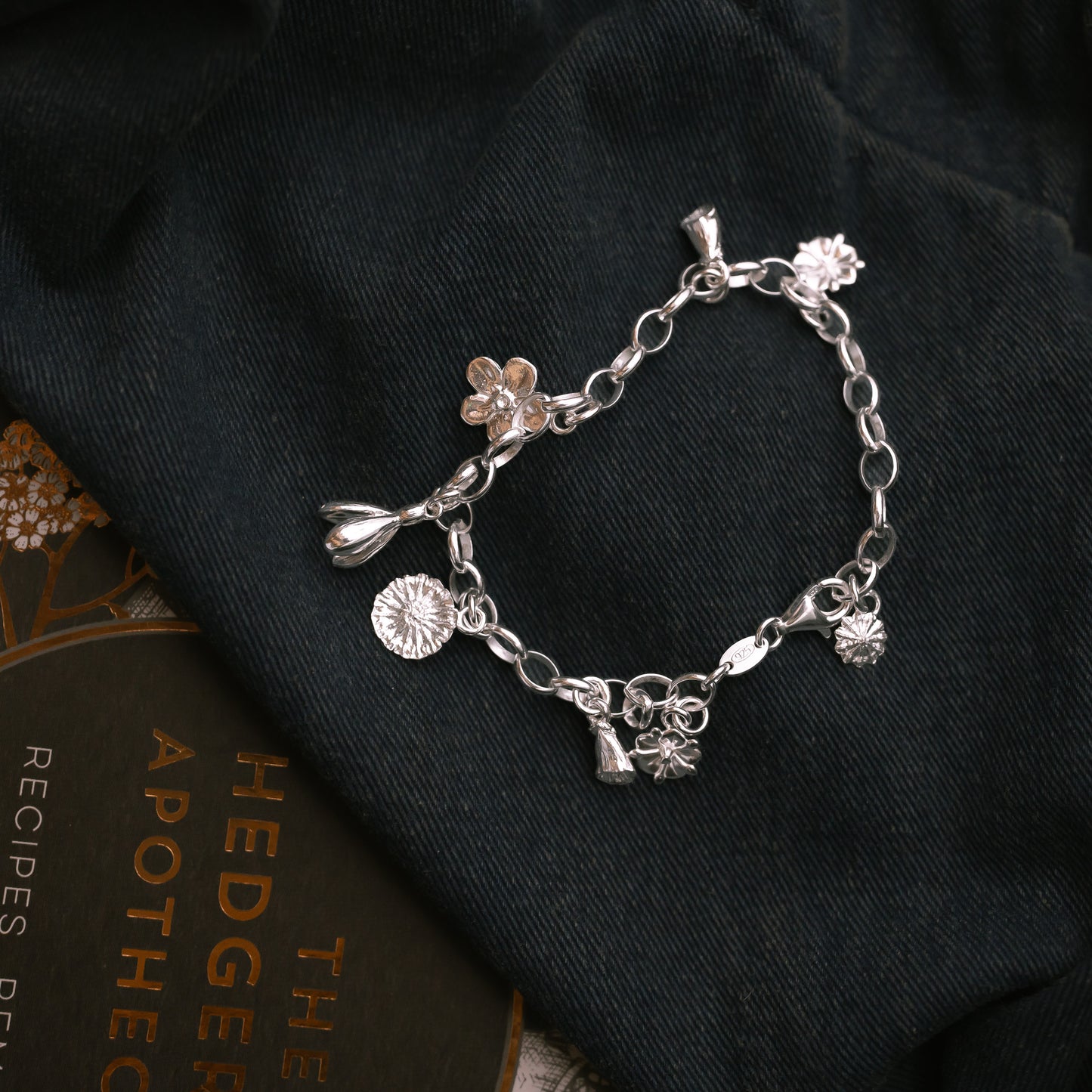 'Wildflower' Sterling Silver Charm Bracelet