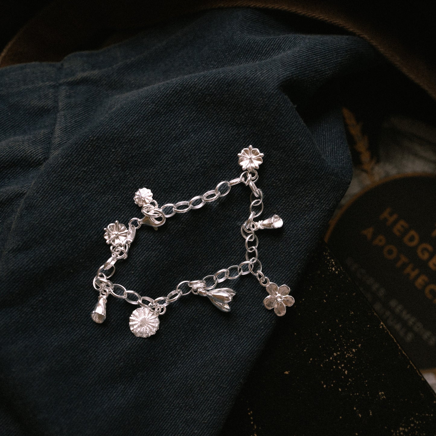 'Wildflower' Sterling Silver Charm Bracelet