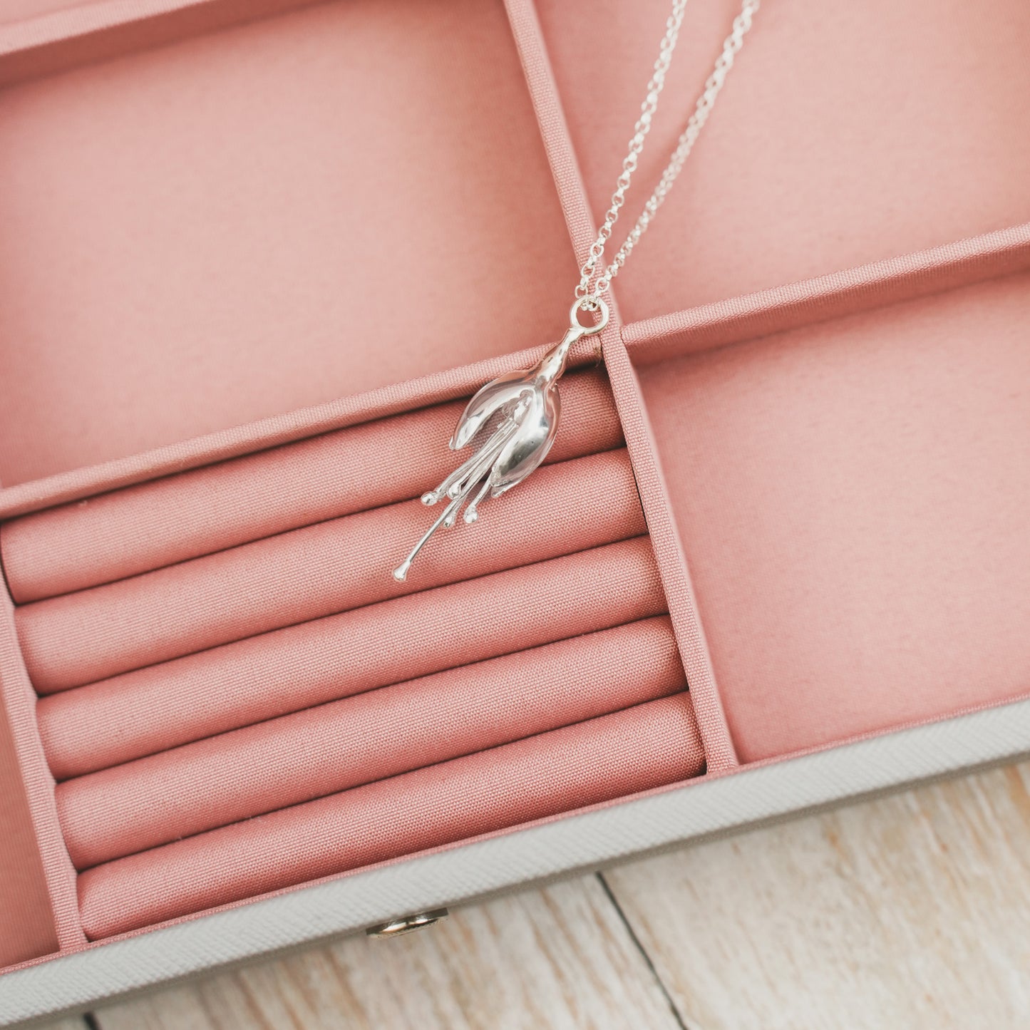 Sterling Silver Fuchsia Flower Necklace