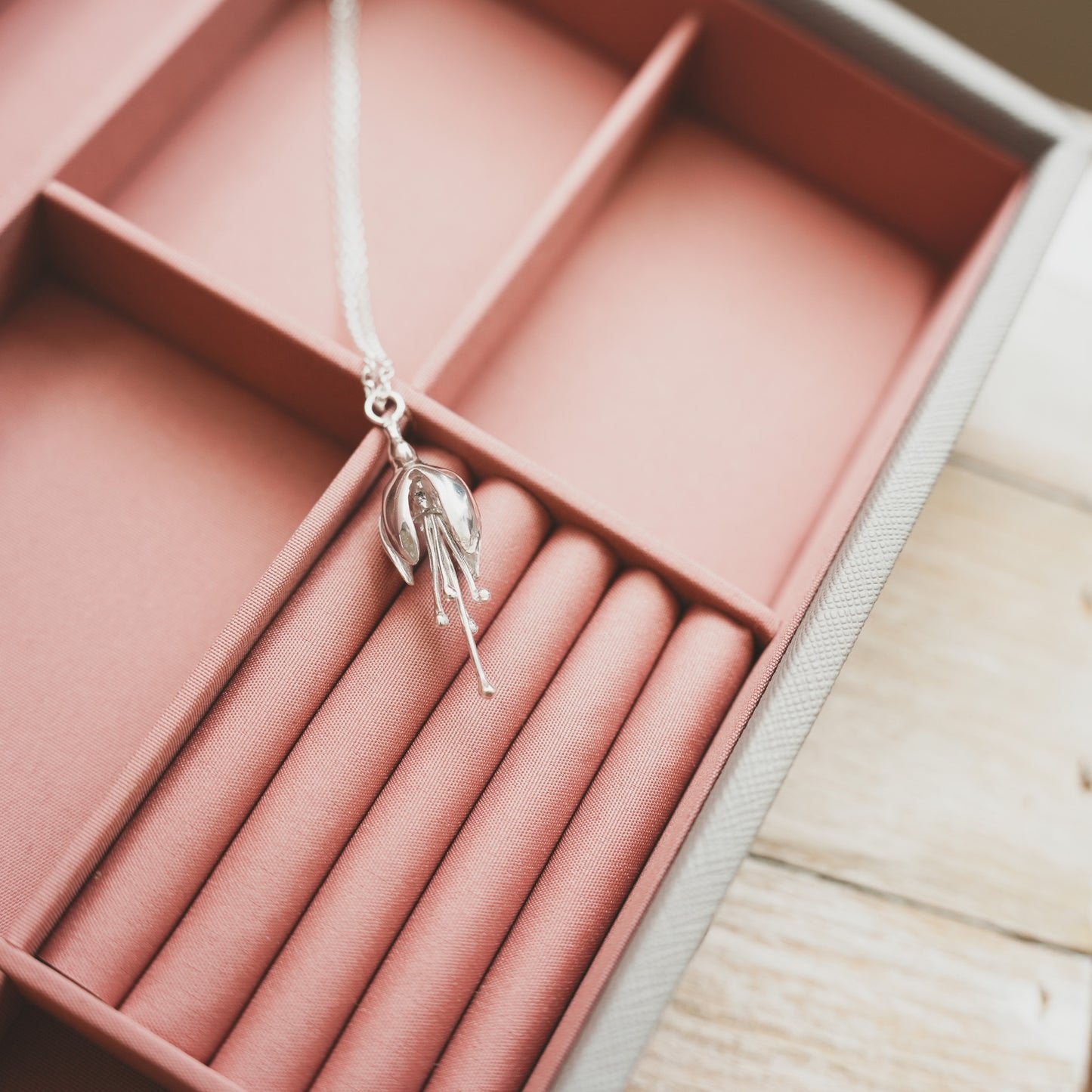 Sterling Silver Fuchsia Flower Necklace
