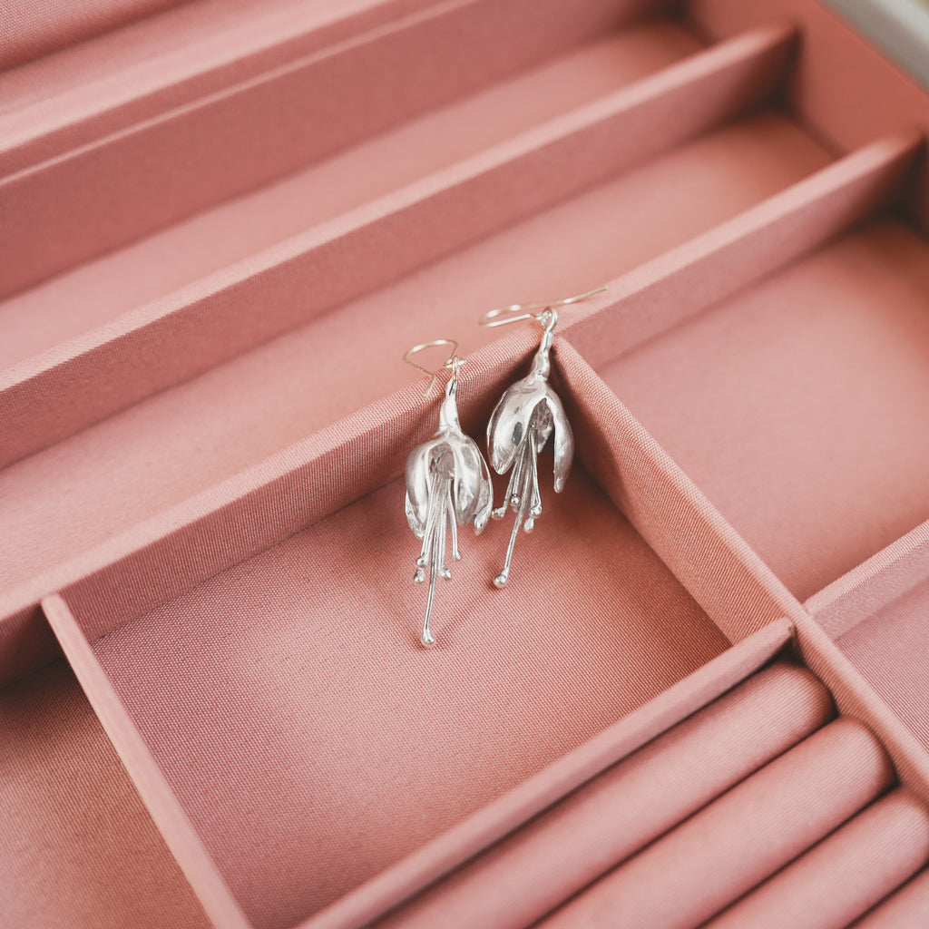 Sterling Silver Fuchsia Flower Earrings