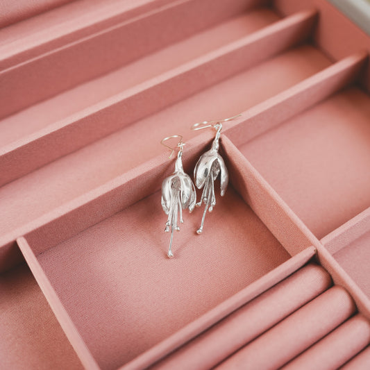 Sterling Silver Fuchsia Flower Earrings