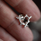 Silver Woodland Twig Heart Earrings