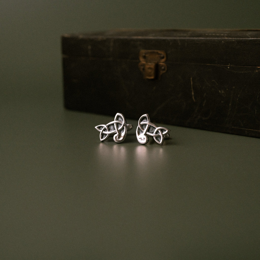Sandulf's Cross Enamelled Silver Knot Cufflinks