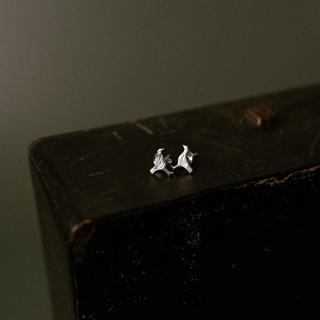 Sandulf's Cross Silver Bird Studs
