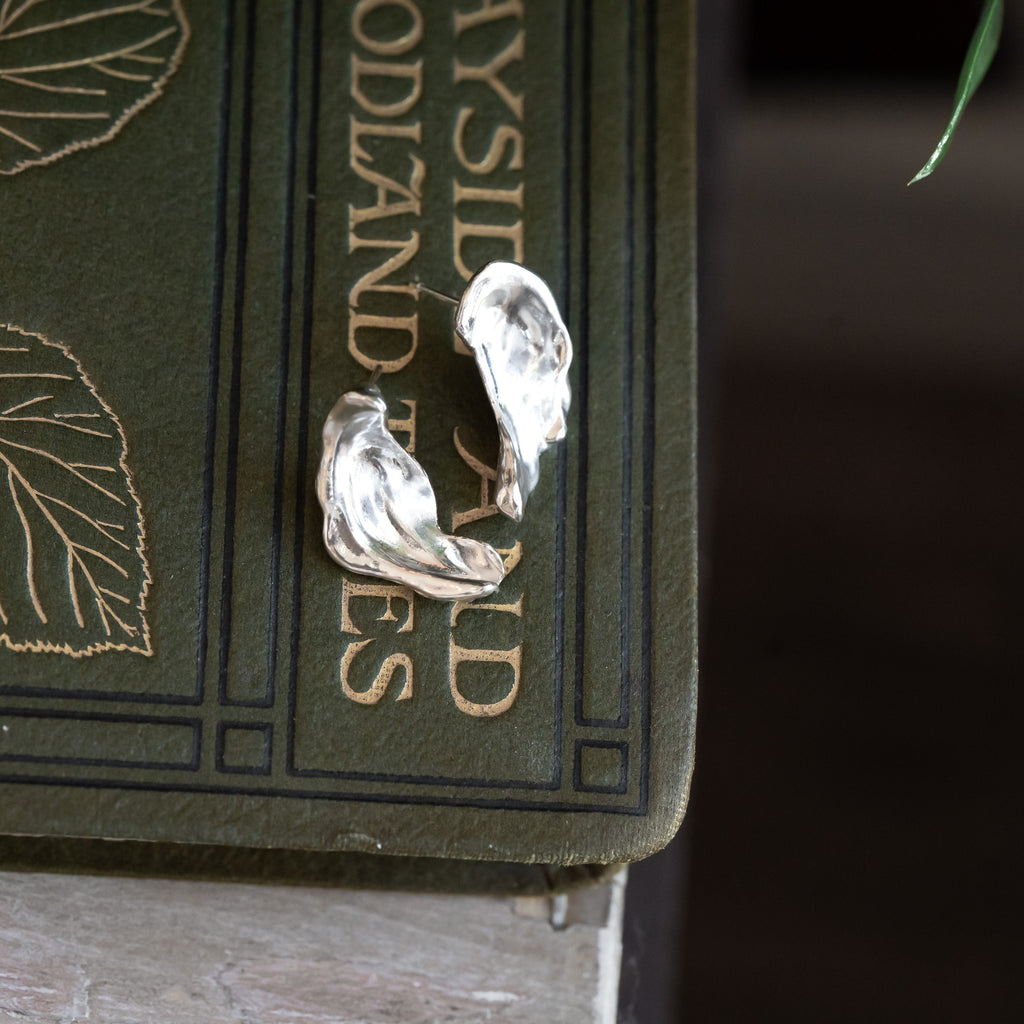 Silver Droplet Wing Earrings