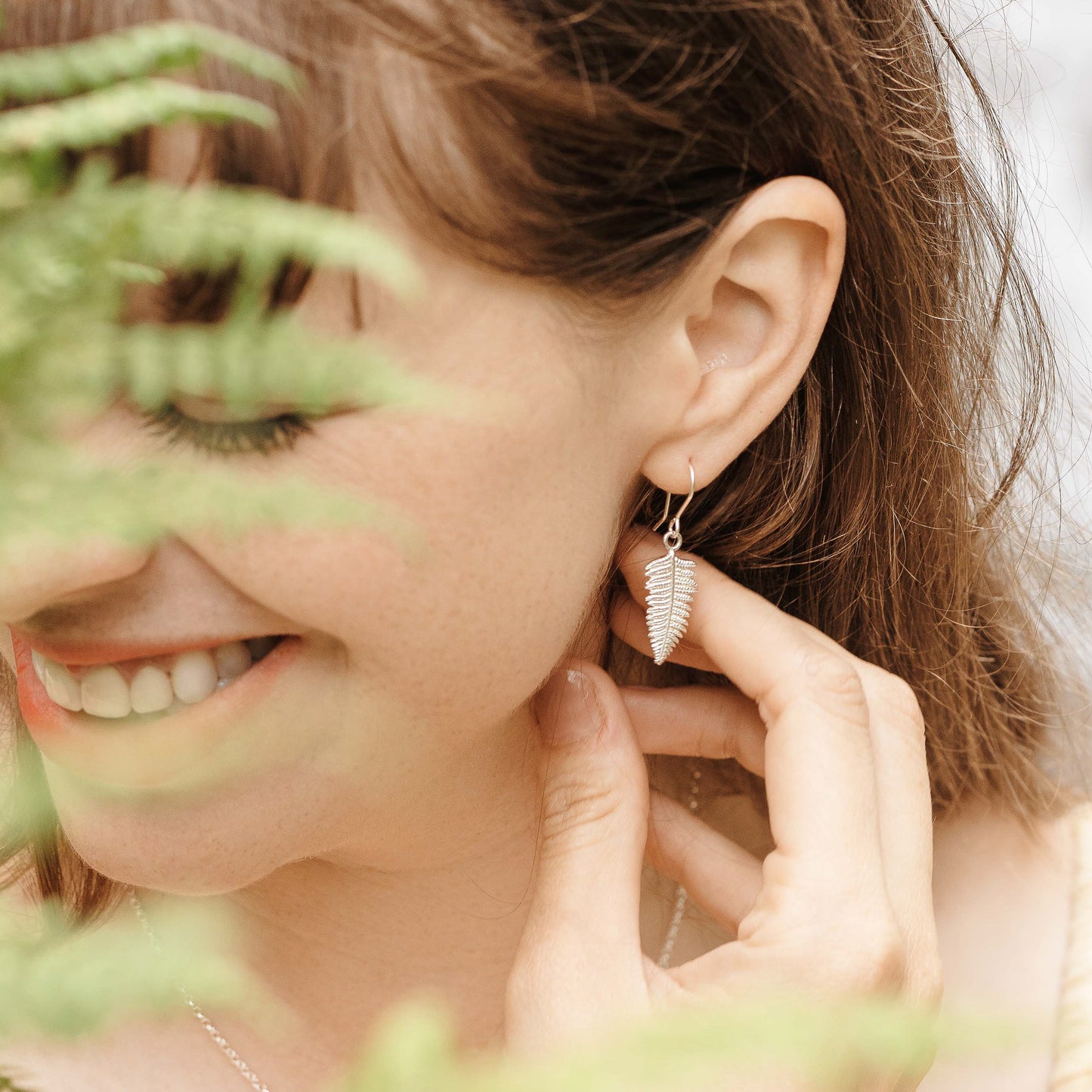 Small Sterling Silver Fern Earrings