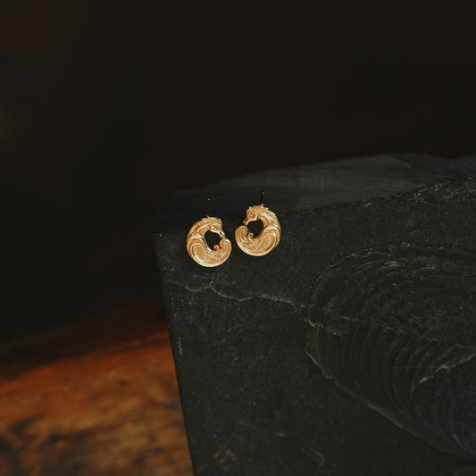 Gold Glashtyn (Water Horse) Stud Earrings