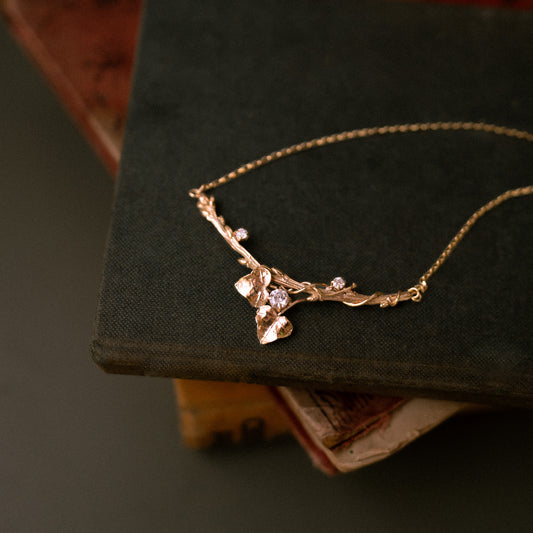 Gold Ivy Vine and Leaf One of a Kind Necklace