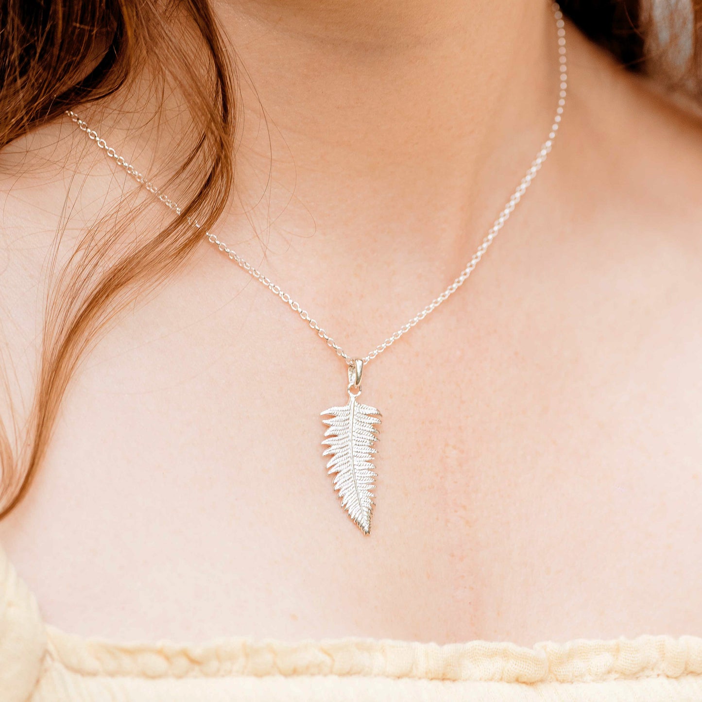 Large Sterling Silver Fern Necklace