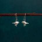 Silver Robin Dangle Earrings