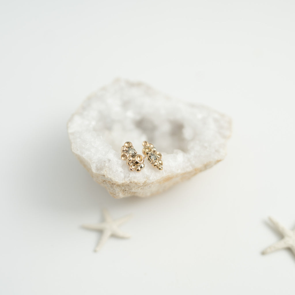 Barnacle Gold Salt and Pepper Diamond Earrings