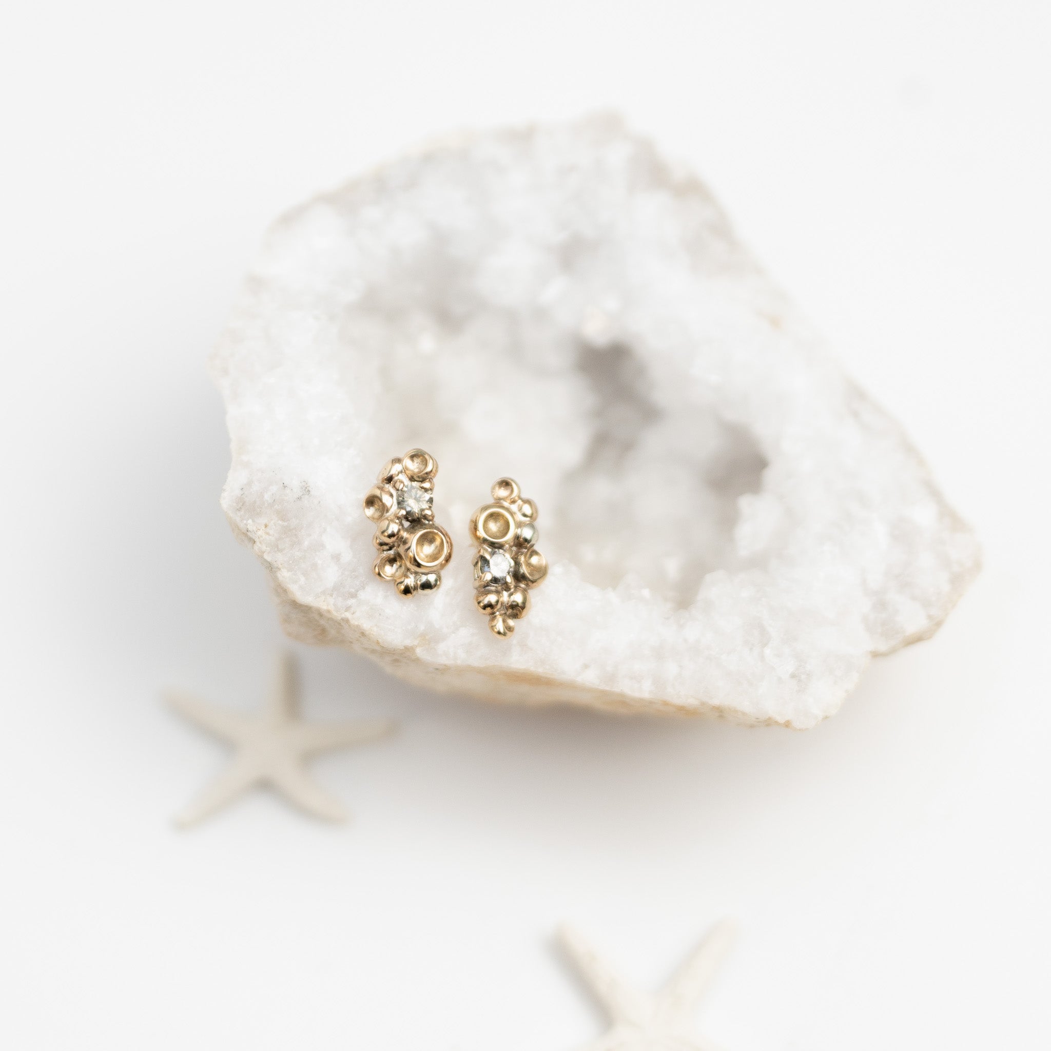 Barnacle Gold Salt and Pepper Diamond Earrings